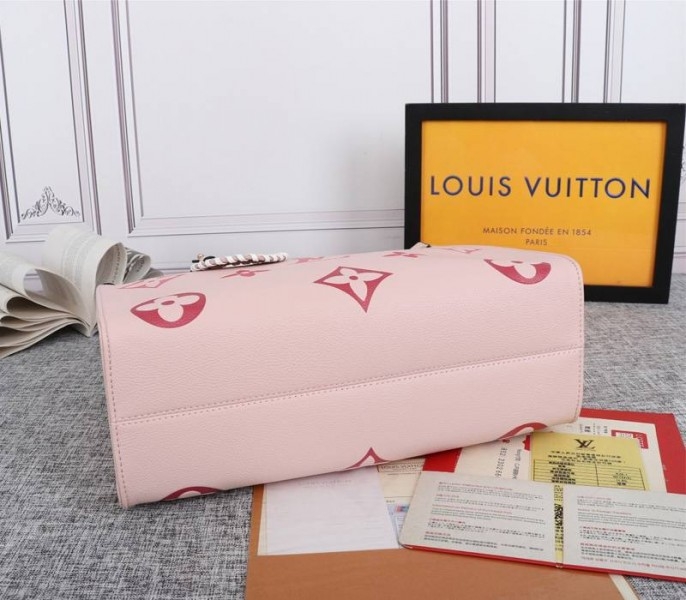 L0vis Vvtt0n Monogram Empreinte Leather Onthego MM Bag In Pink