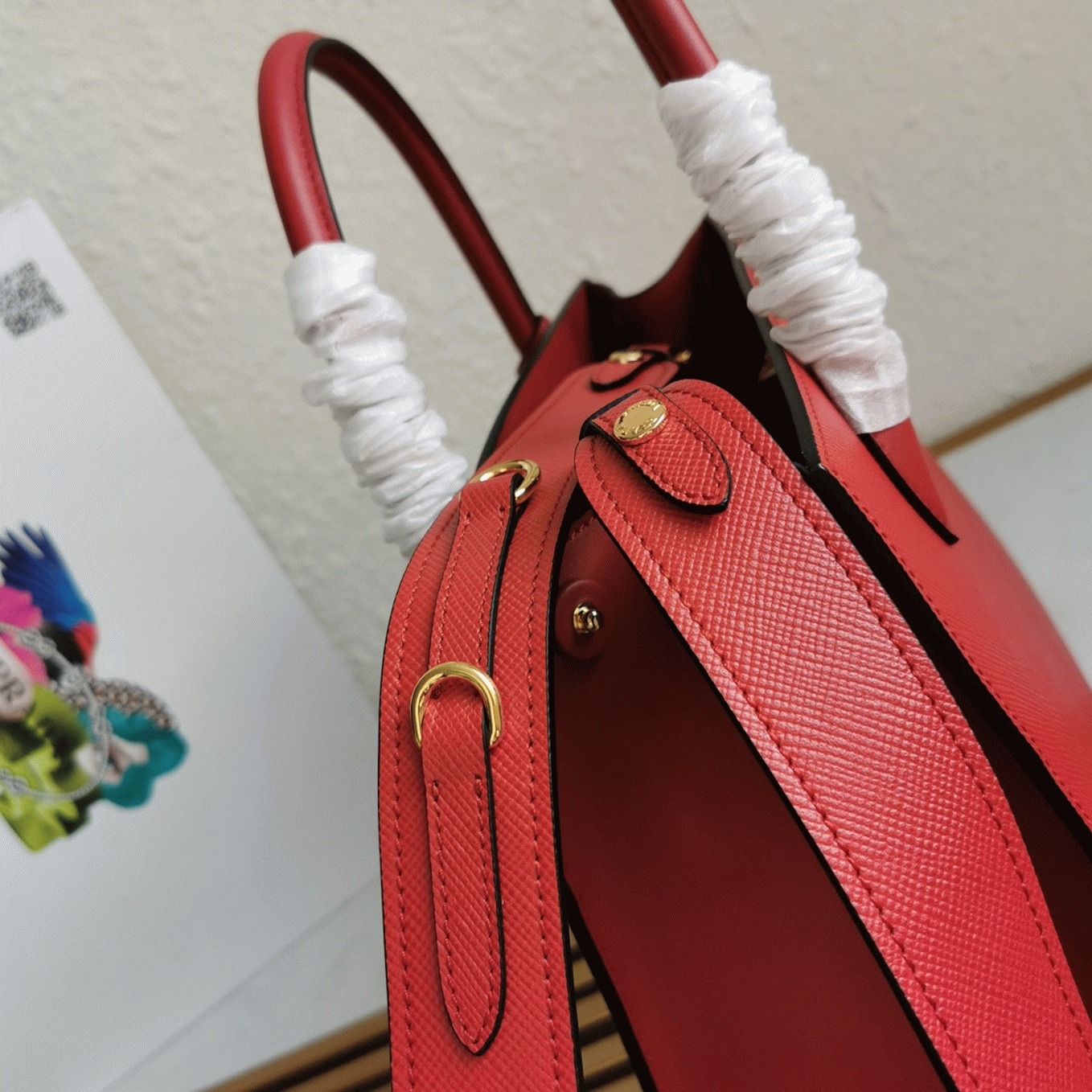 Pra*a Monochrome Medium Bag Replica in Red