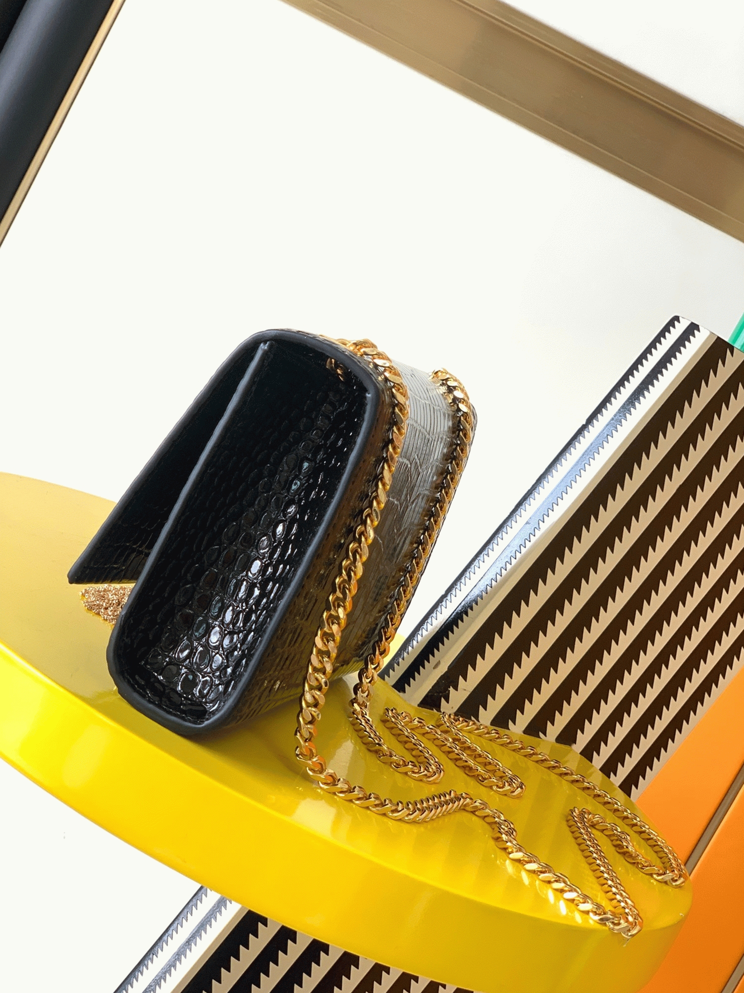 Replica Sa1nt Lau*nt Kate Small Tassel Bag Black Crocodile-embossed Leather
