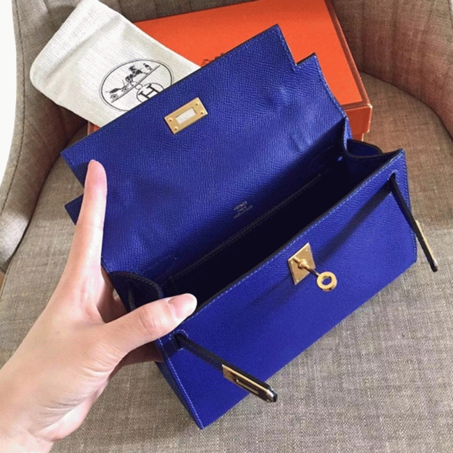 Electric Blue Epsom Replica H**me5 Kelly Pochette Bright Purse