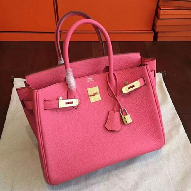 Rose Lipstick Colored H**me5 Birkin 25cm Copy Bag