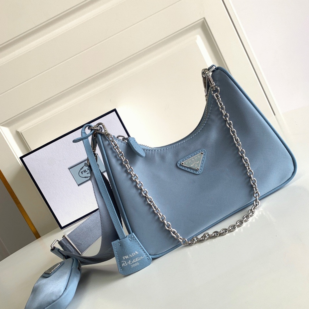 Pra*a Re-Edition Shoulder Bag Replica in Blue