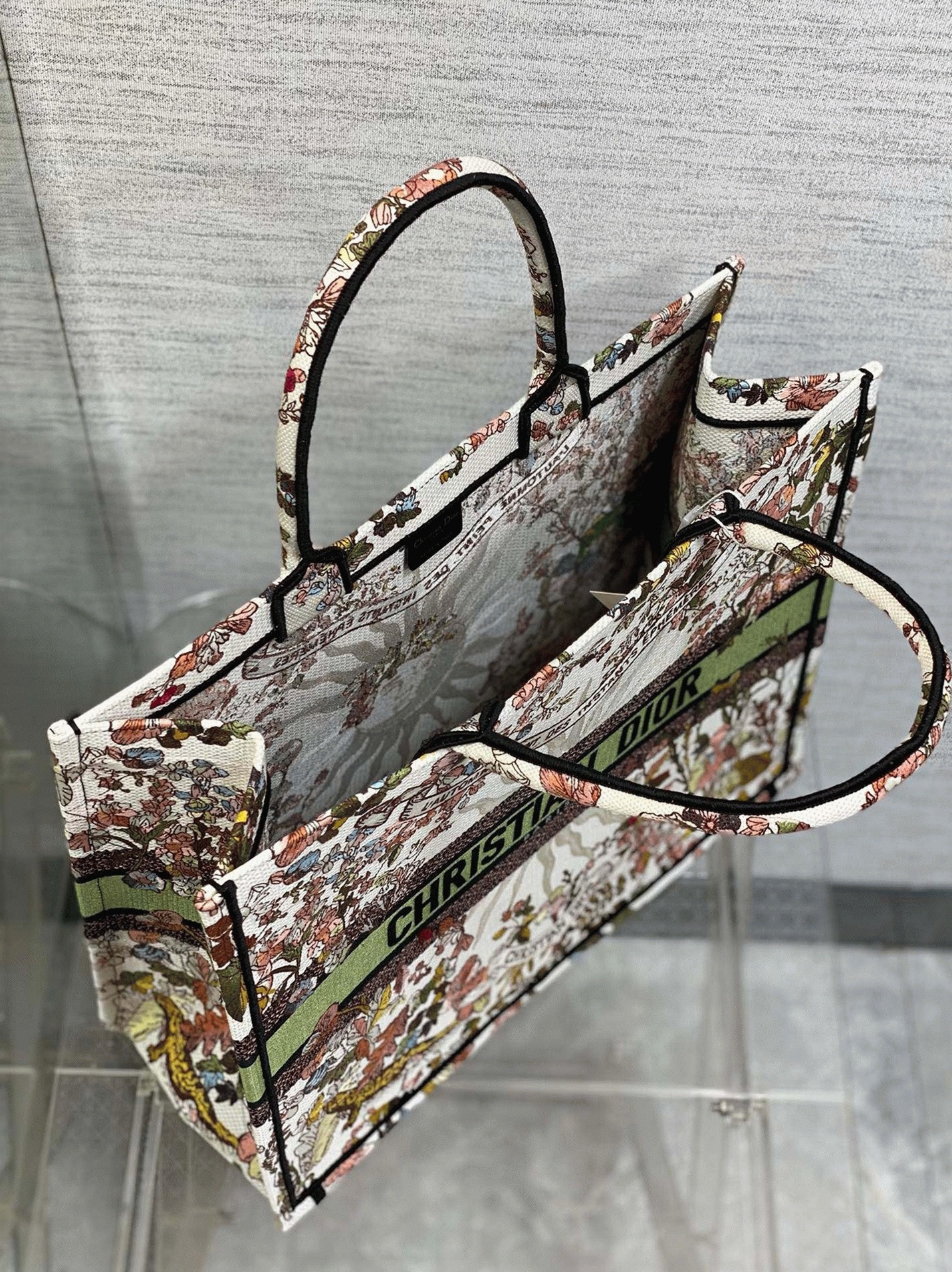D10r Large Book Tote Bag Knockoff in D10r 4 Saisons Automne Soleil Embroidery