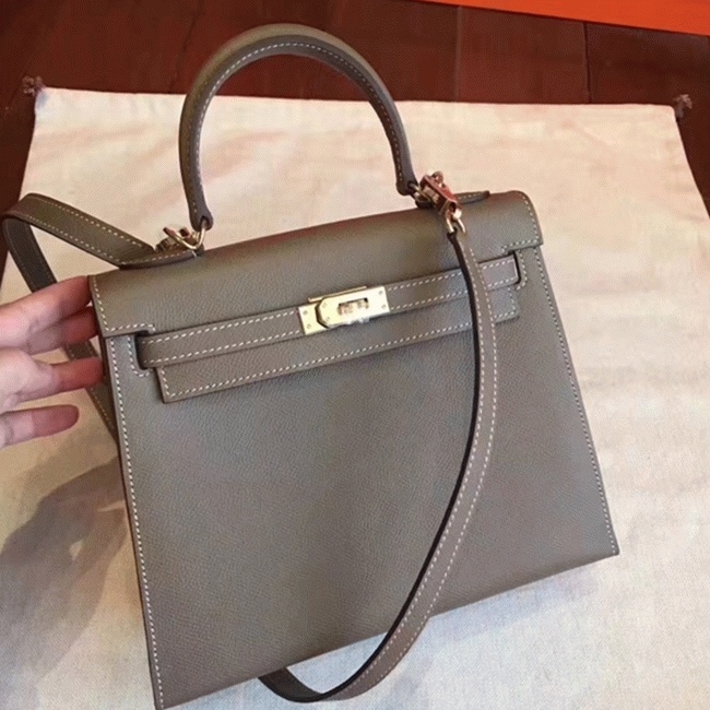 Etoupe Epsom Knockoff H**me5 Kelly Sellier 28cm Elegant Classic Purse