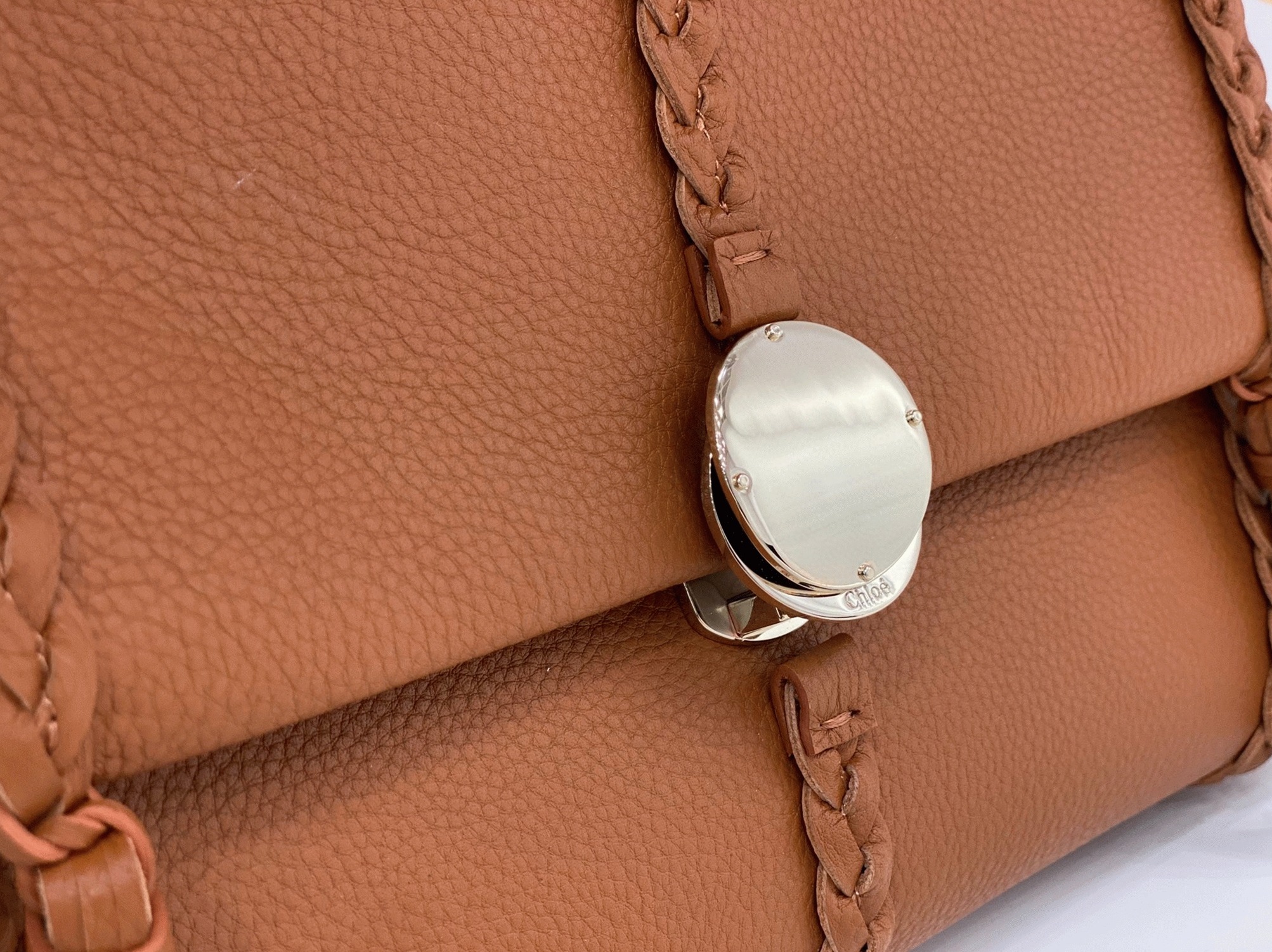Top Quality Fake Chloe Penelope Medium Shoulder Bag in Brown Grained Calfskin