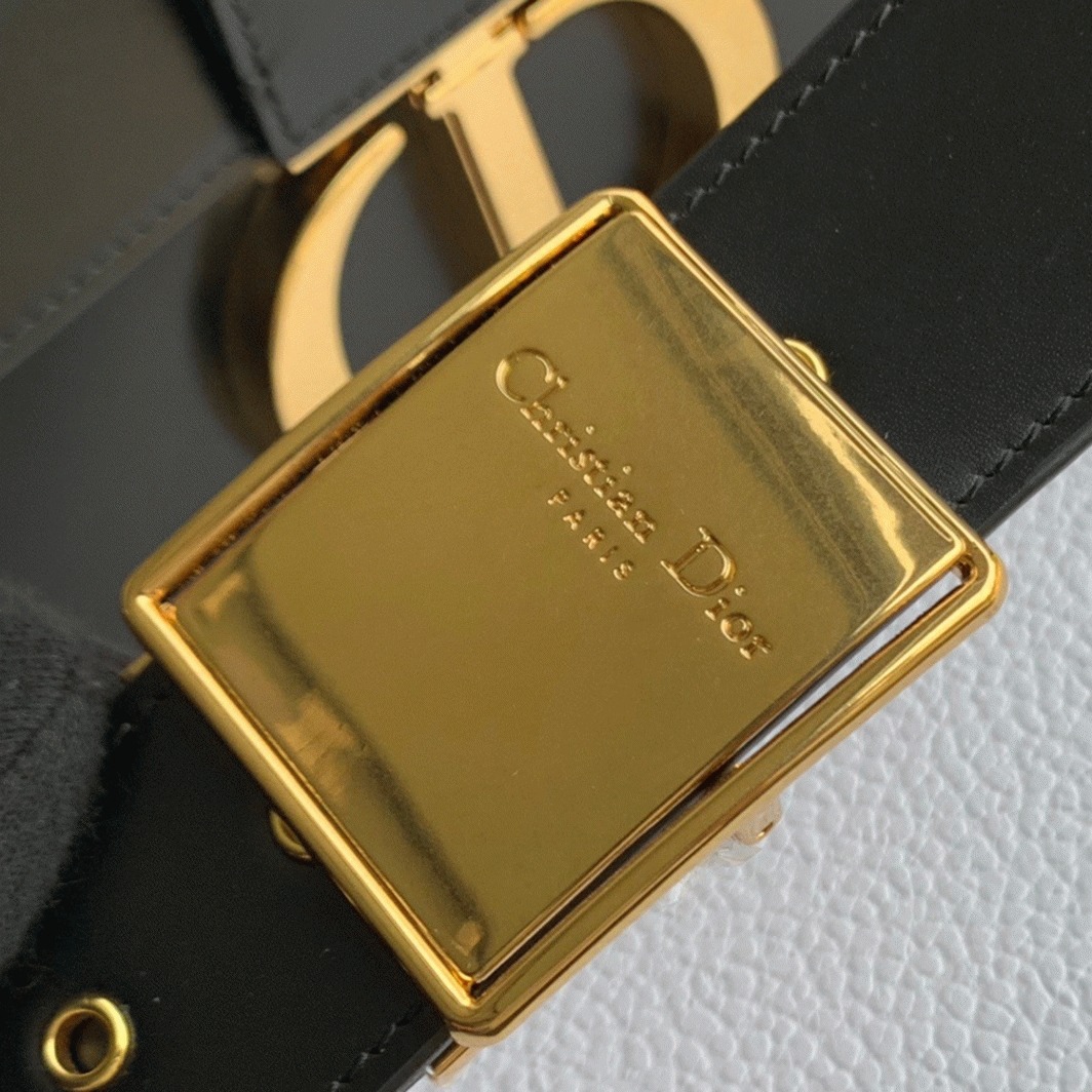 D10r 30 Montaigne Box Bag Replica in Black Box Calfskin