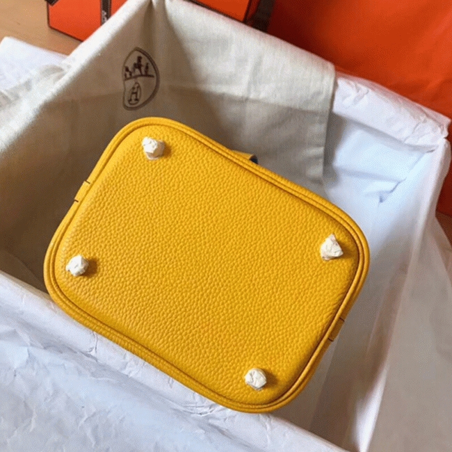 Yellow bicolor luxury copy H**me5 Picotin Lock 18cm handbag