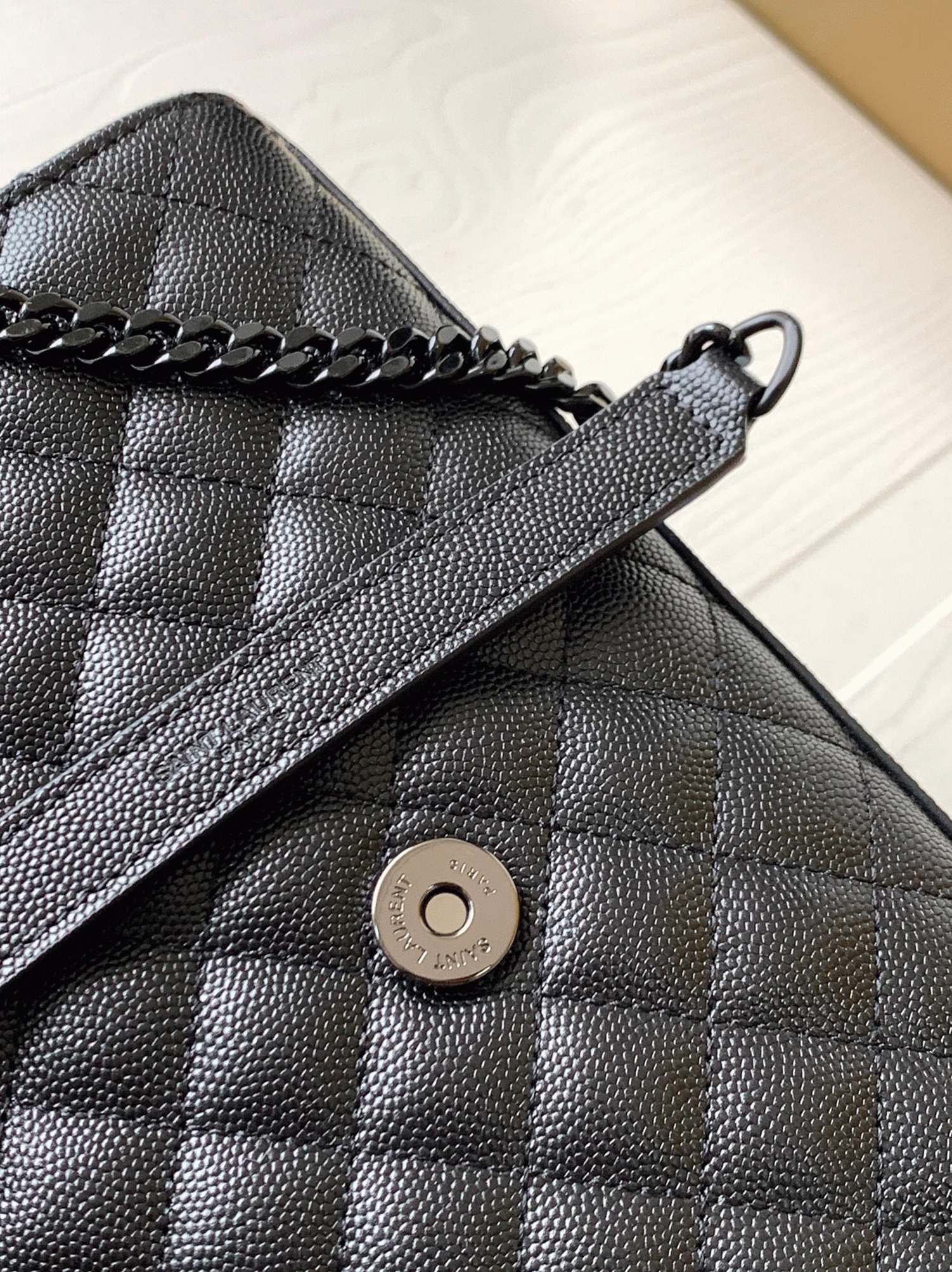 Replica Sa1nt Lau*nt Envelope Large Black Bag with Black Hardware