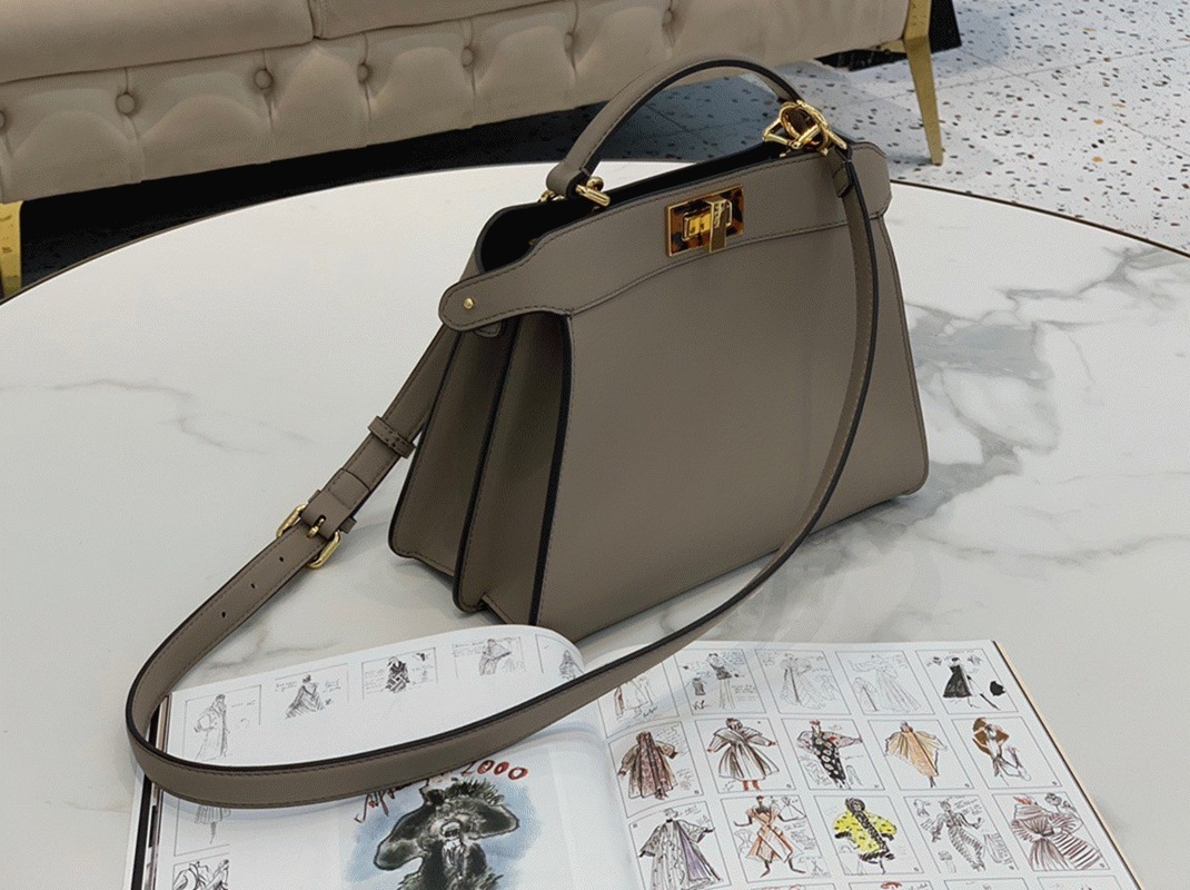 Grey Calfskin F**di Peekaboo ISeeU Small Imitation Bag