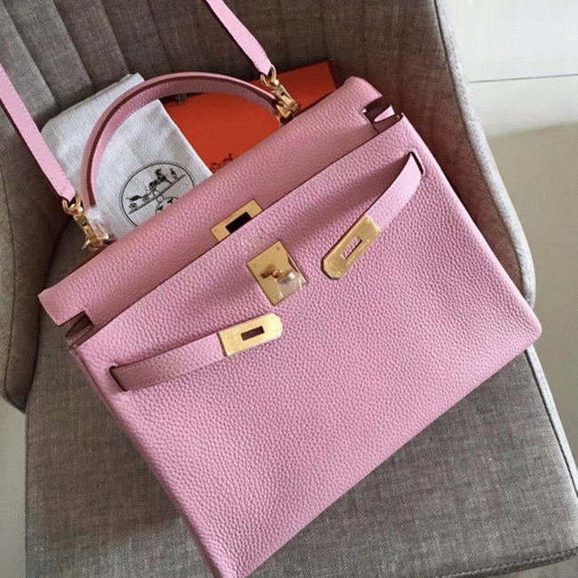 Pink Clemence Replica H**me5 Kelly Retourne 28cm Feminine Handbag