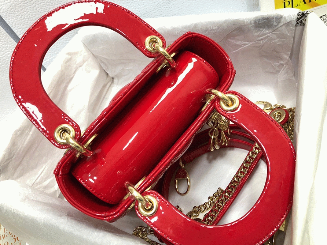 D10r Lady D10r Mini Chain Bag Knockoff with Chain in Red