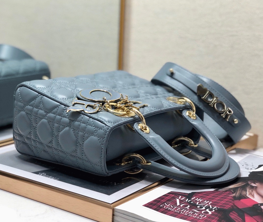D10r Small Lady D10r My ABCD10r Bag Fake in Blue Cannage Lambskin