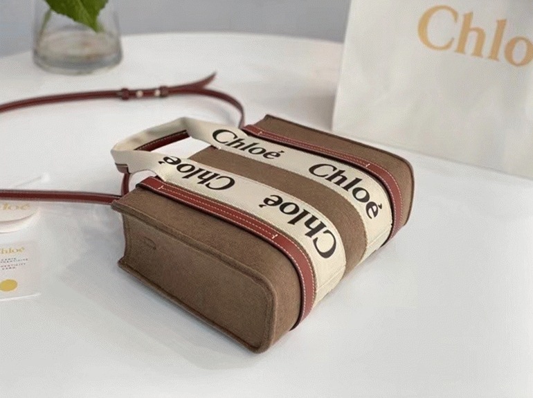 Top Quality Fake Previous Previous Chloe Small Woody Tote Bag In Brown Felt
