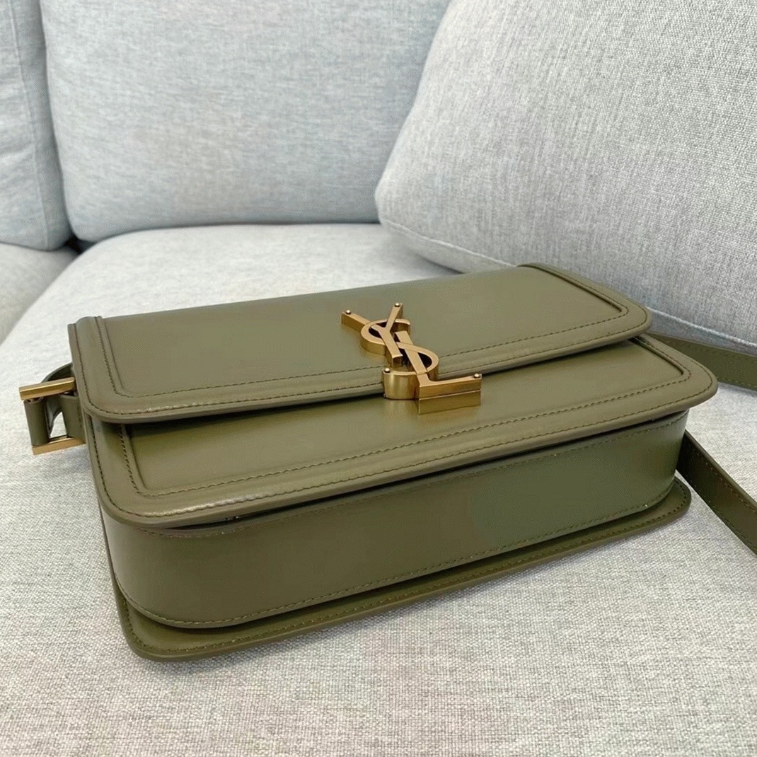 Fake Sa1nt Lau*nt Medium Solferino Bag Khaki Green Calfskin