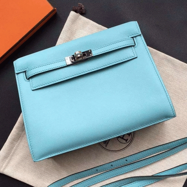 Celeste Swift Leather Fake H**me5 Kelly Danse Light Blue Purse