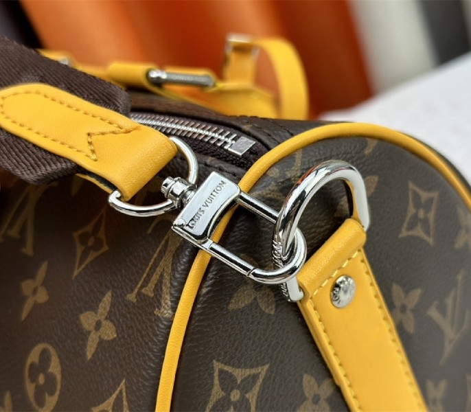 L0vis Vvtt0n Monogram Macassar Canvas Keepall Bandouliere 35 In Safran Yellow
