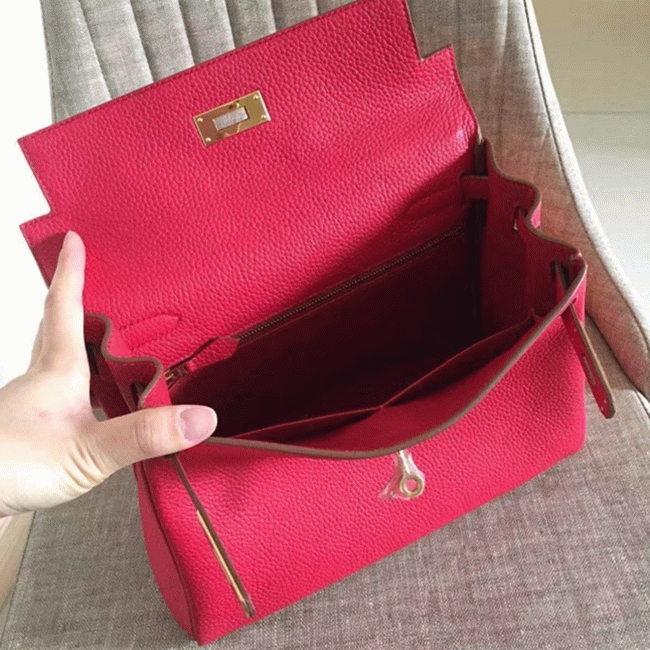 Red Clemence Fake H**me5 Kelly Retourne 32cm Vibrant Purse
