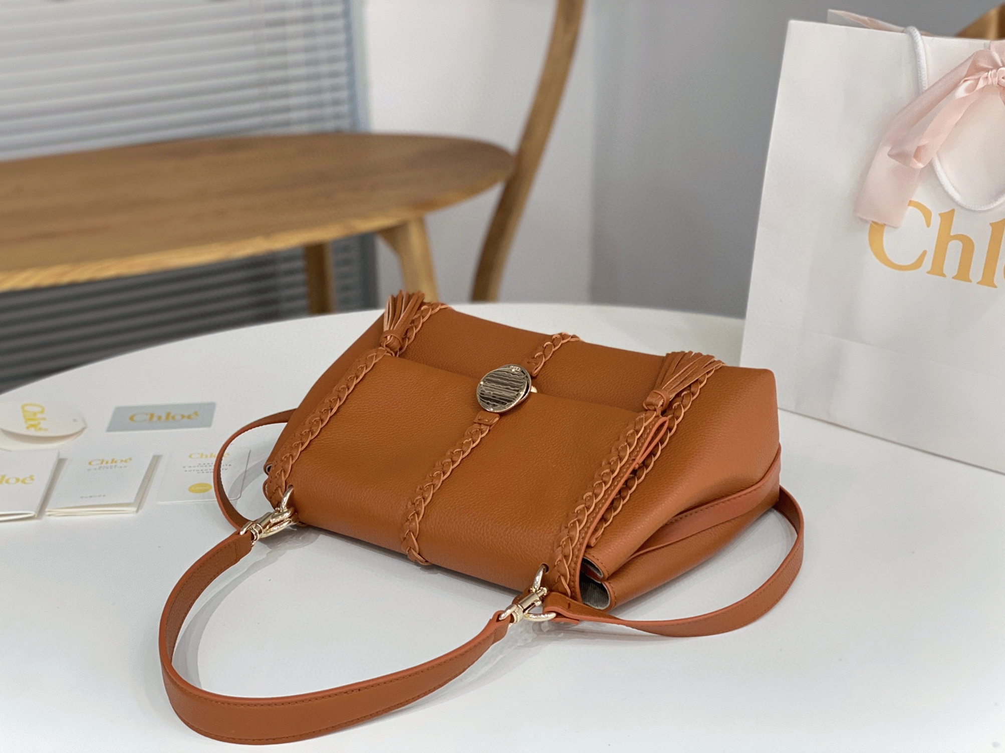 Top Quality Fake Chloe Penelope Medium Shoulder Bag in Brown Grained Calfskin