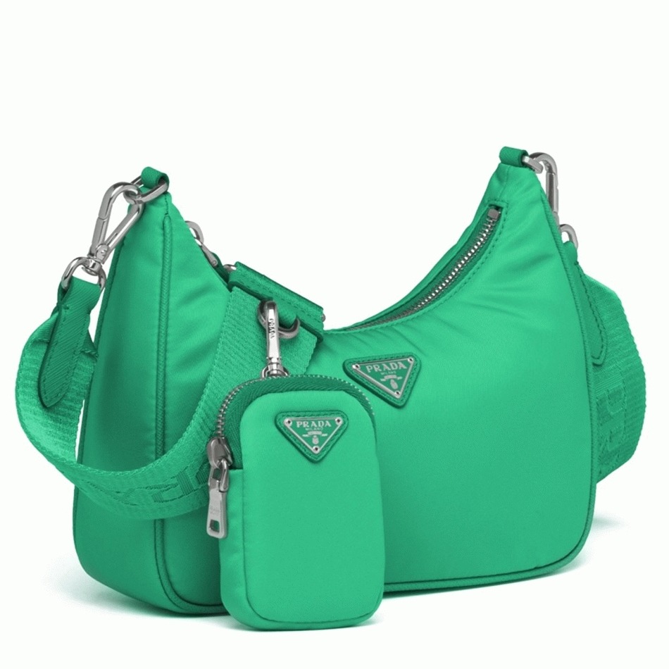 Pra*a Re-Edition Shoulder Bag Replica in Green
