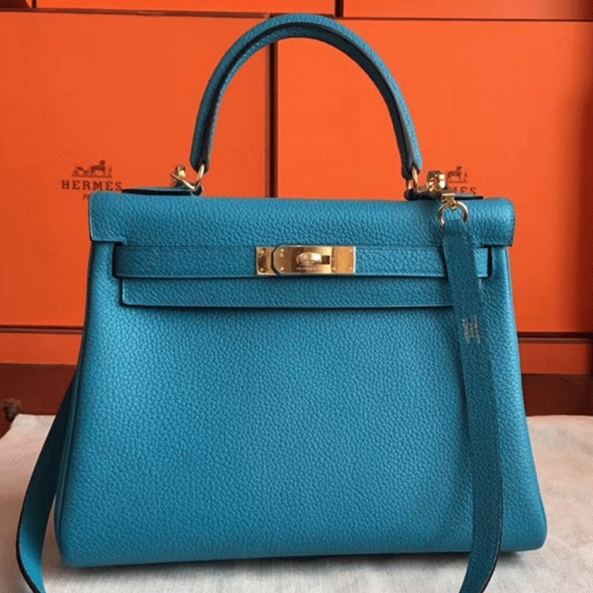 Turquoise Clemence Imitation H**me5 Kelly Retourne 28cm Colorful Bag