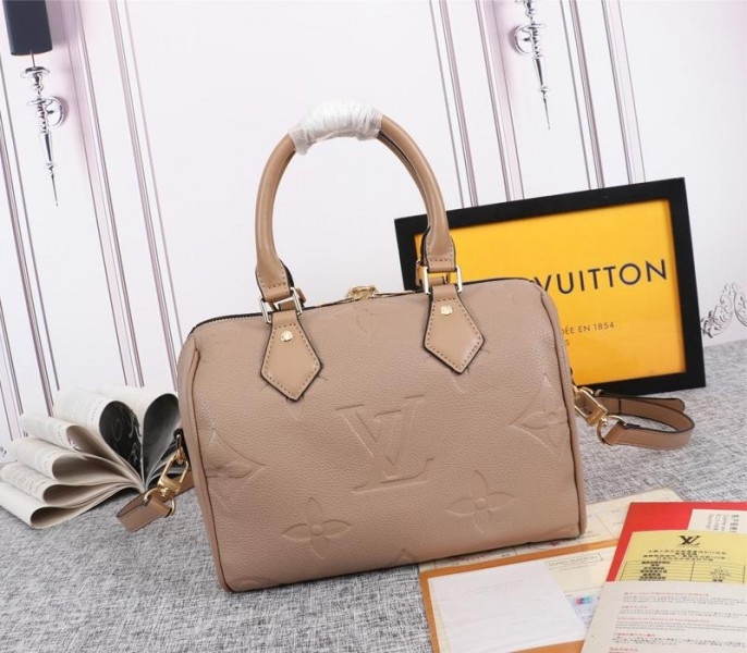 L0vis Vvtt0n Monogram Empreinte Leather Speedy Bandouliere 25 Handbag In Tourterelle Gray