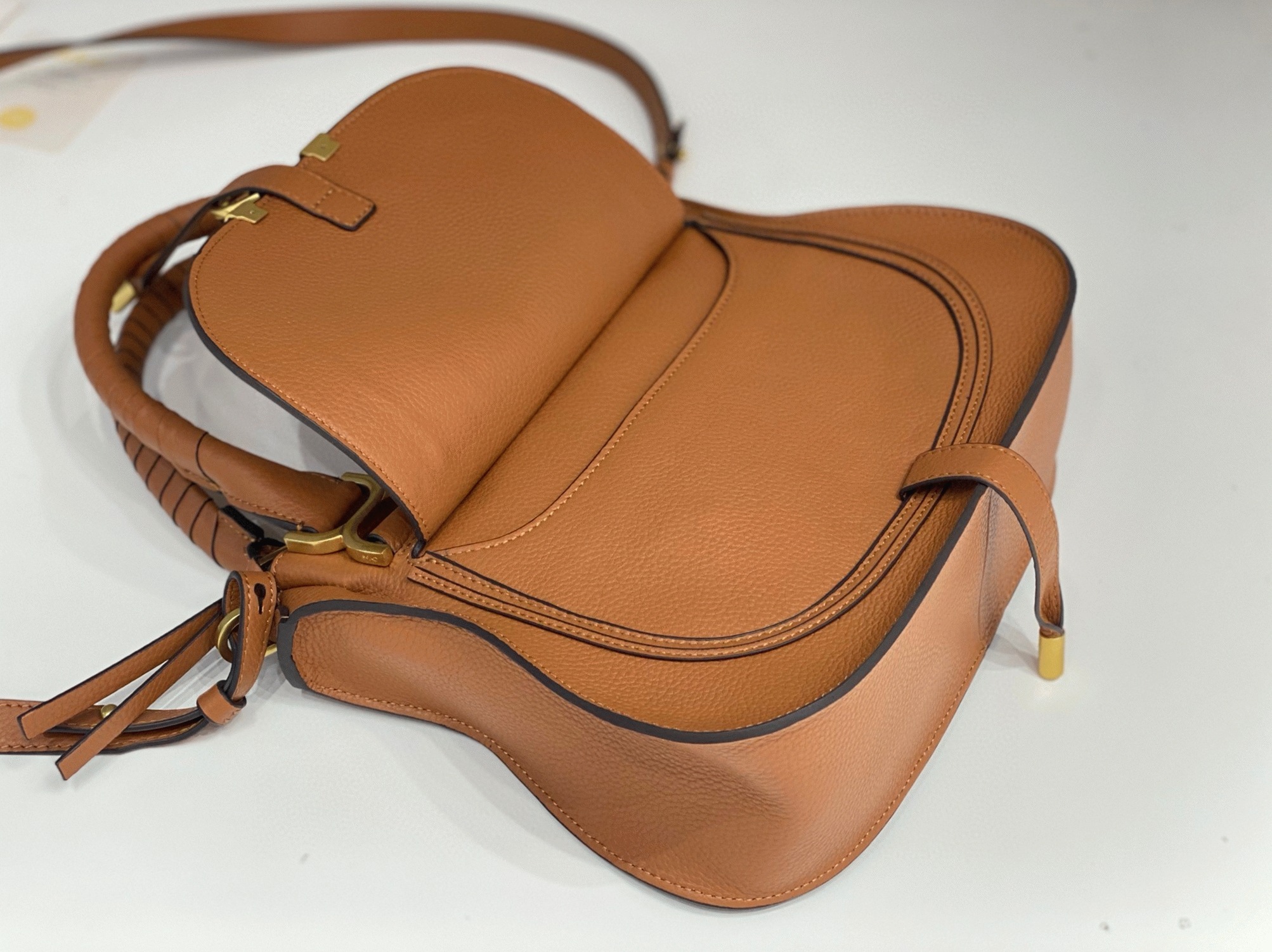 Top Quality Replica Chloe Marcie Small Double Carry Bag in Blue Grained Leather