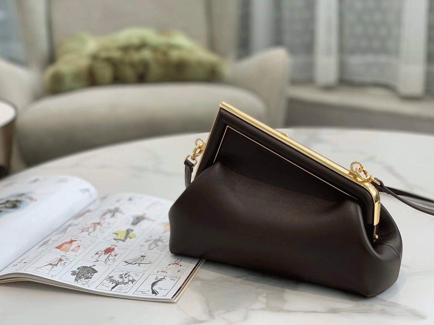 Top Quality Knockoff F**di First Medium Bag In Dark Brown Nappa Leather