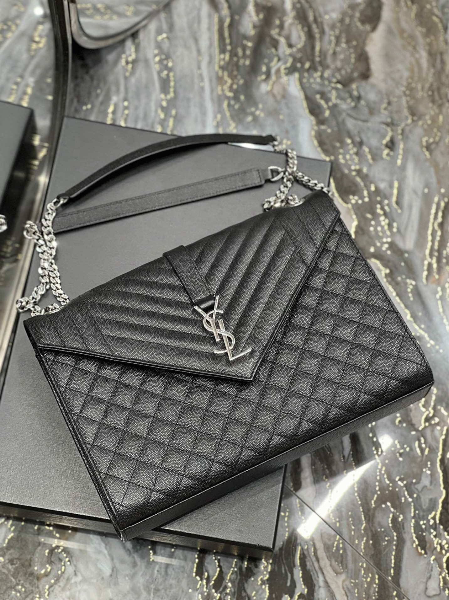 Replica Sa1nt Lau*nt Envelope Large Bag Noir