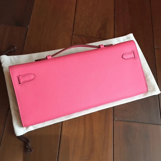 Rose Lipstick Epsom Imitation H**me5 Kelly Cut Clutch Stylish Bag