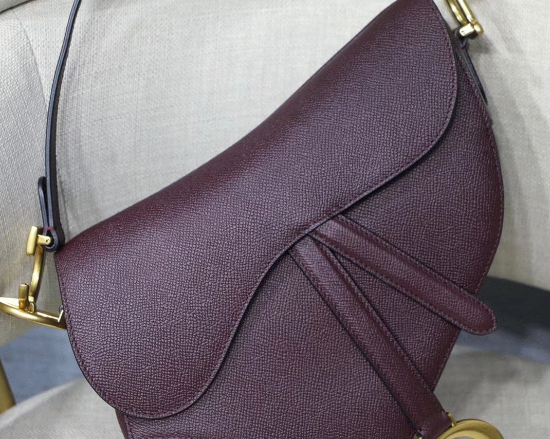 D10r Saddle Bag Knockoff in Amaranth Grained Calfskin