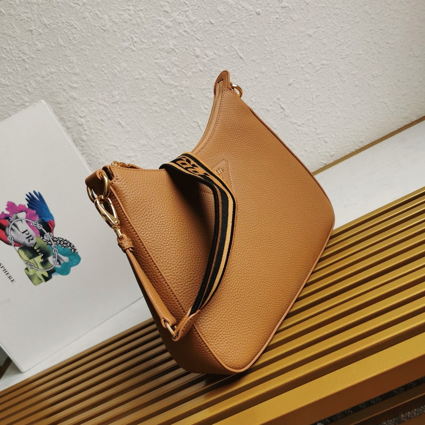 Designer Pra*a Shoulder Bag Replica in Brown