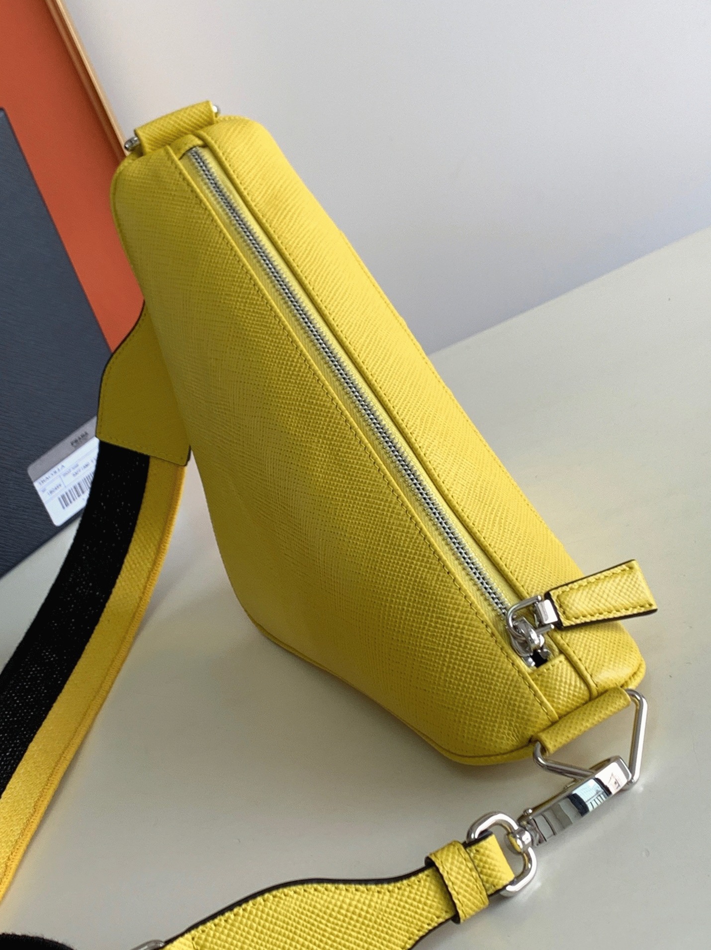 Pra*a Triangle Shoulder Bag Knockoff in Yellow