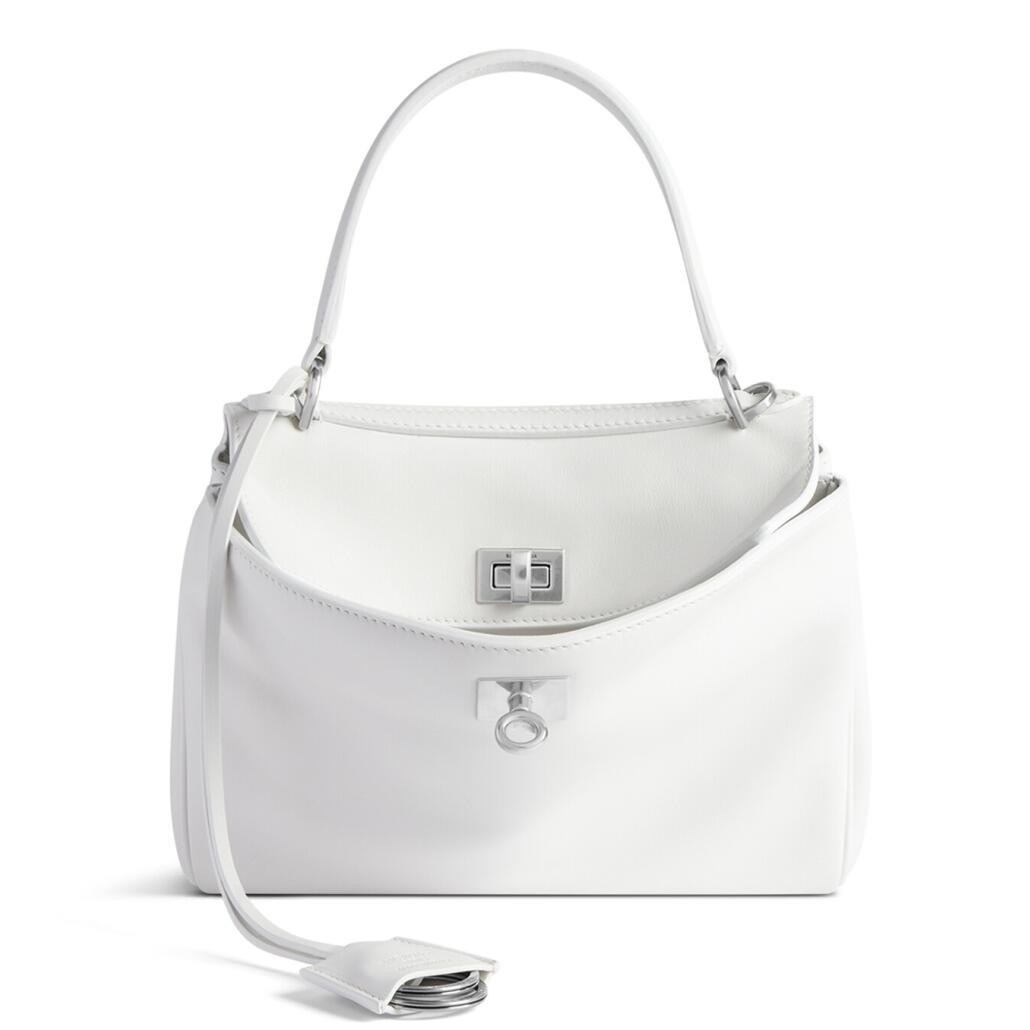 Ba1en*iaga White Rodeo Crocodile Embossed Calfskin Replica Large Bag