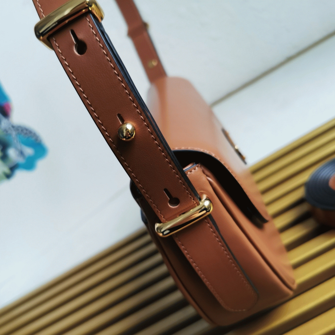 Brown Pra*a Arque Shoulder Bag with Flap Fake