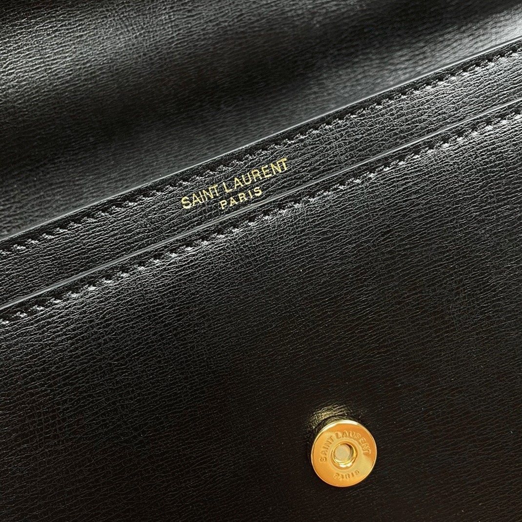 Knockoff Sa1nt Lau*nt Sunset Medium Top Handle Bag Black Calfskin