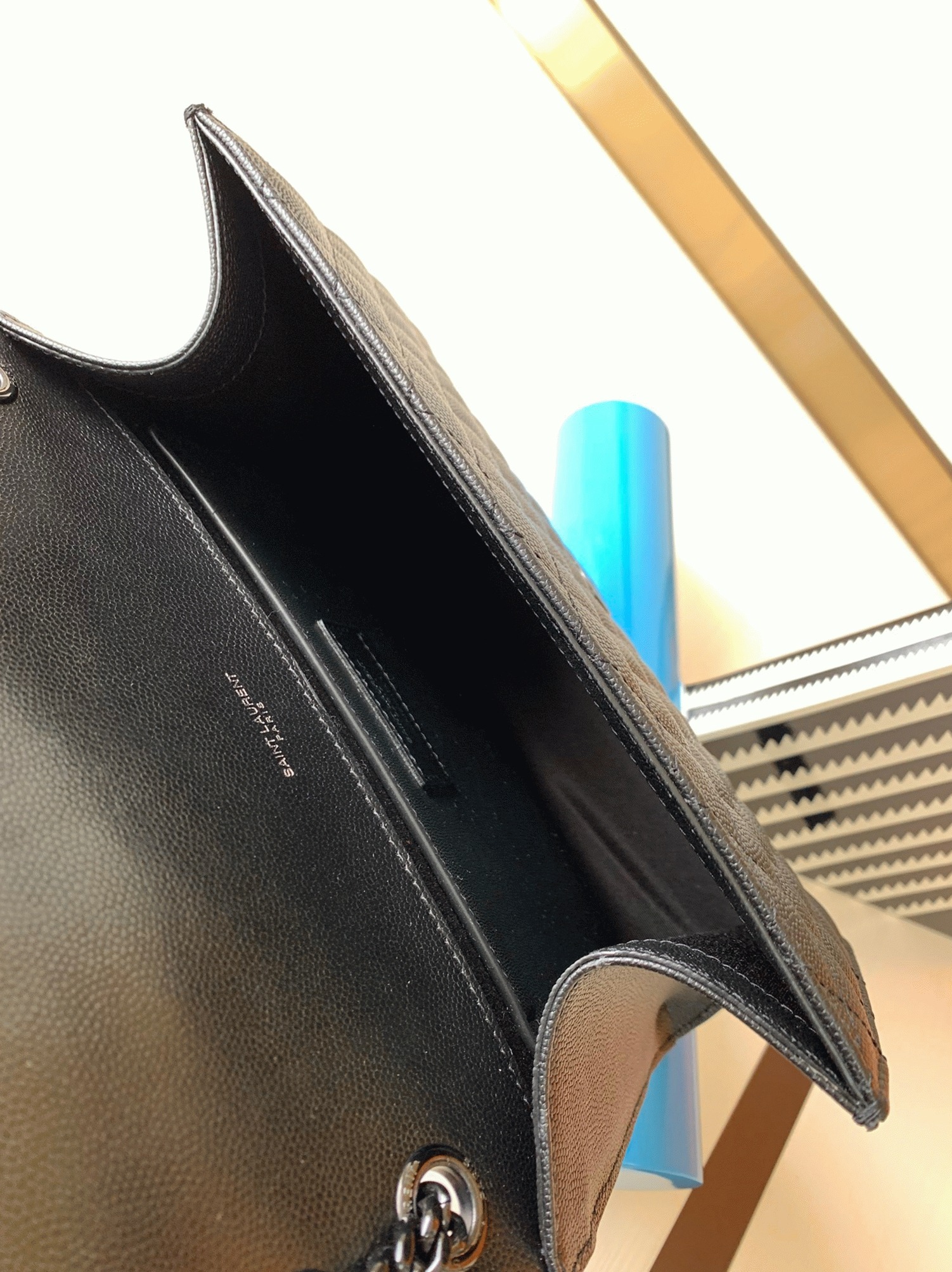 Replica Sa1nt Lau*nt Envelope Large Black Bag with Black Hardware