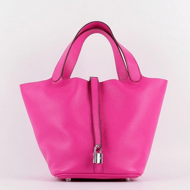 Rose red fake H**me5 Picotin Lock handbag
