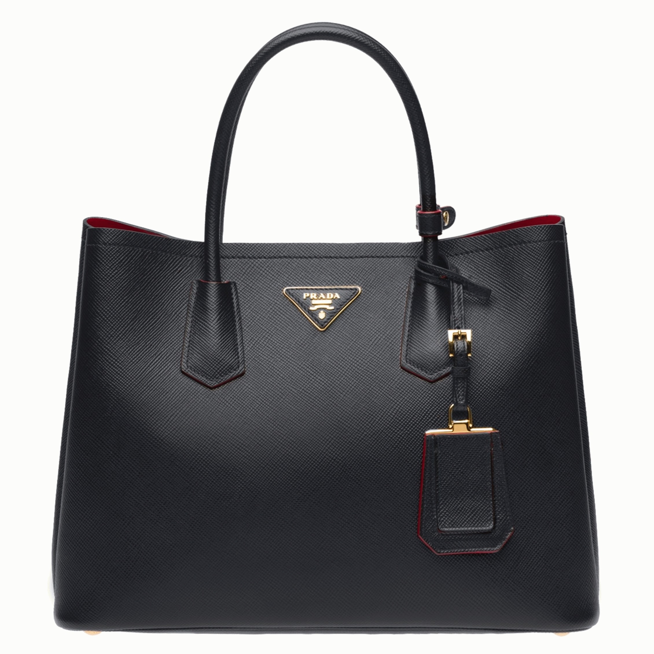 Black Pra*a Double Medium Tote Bag Imitation