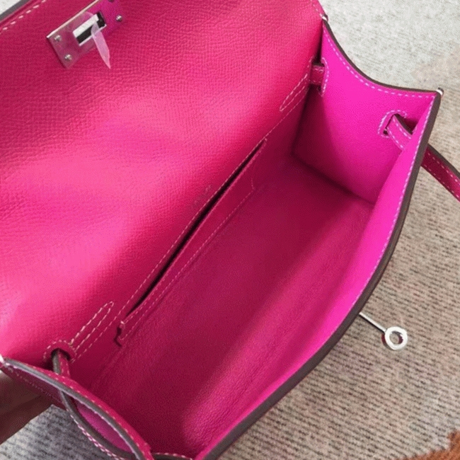 Rose Red Epsom Knockoff H**me5 Kelly Pochette Chic Mini Bag