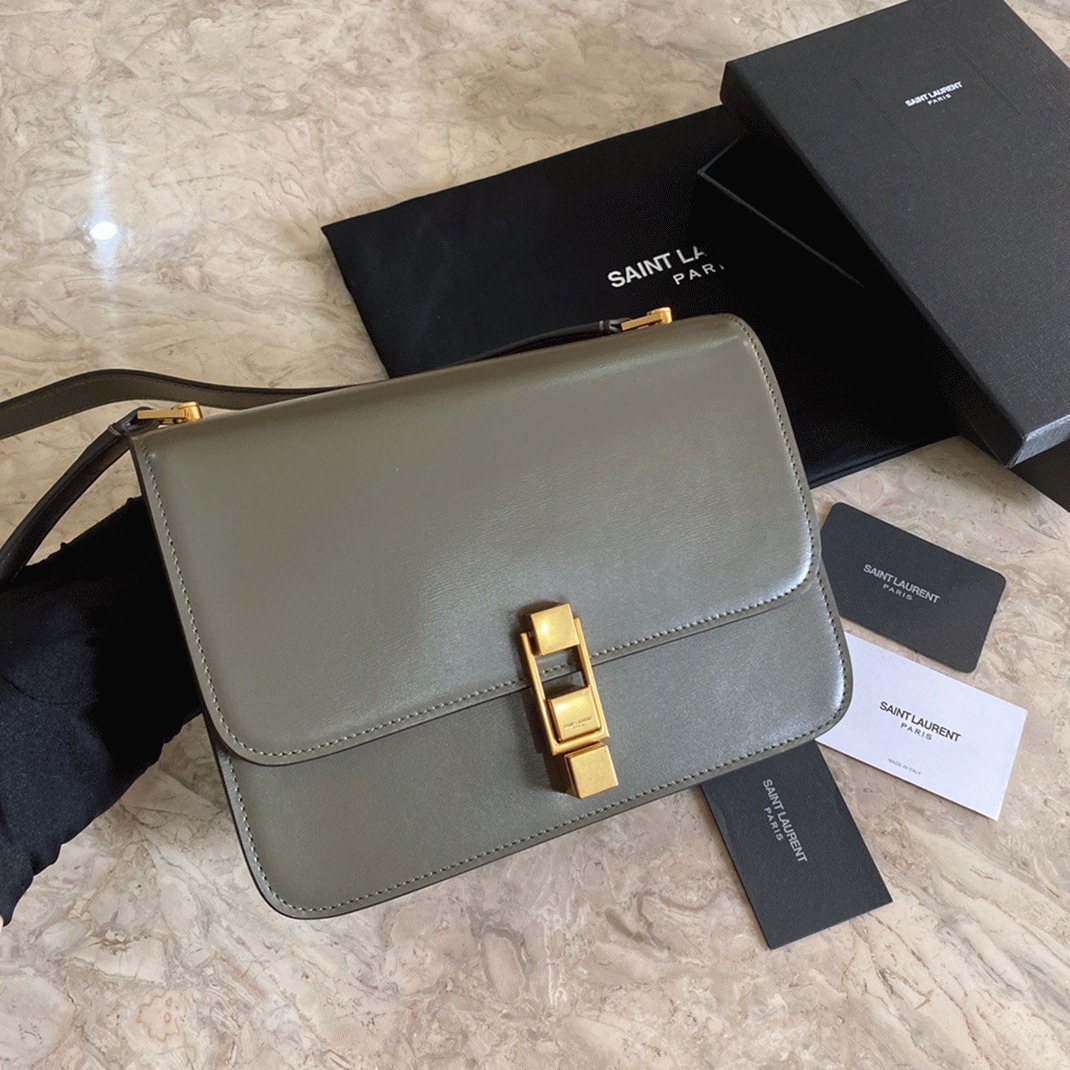 Fake Sa1nt Lau*nt Le Carre Satchel Bag Olive