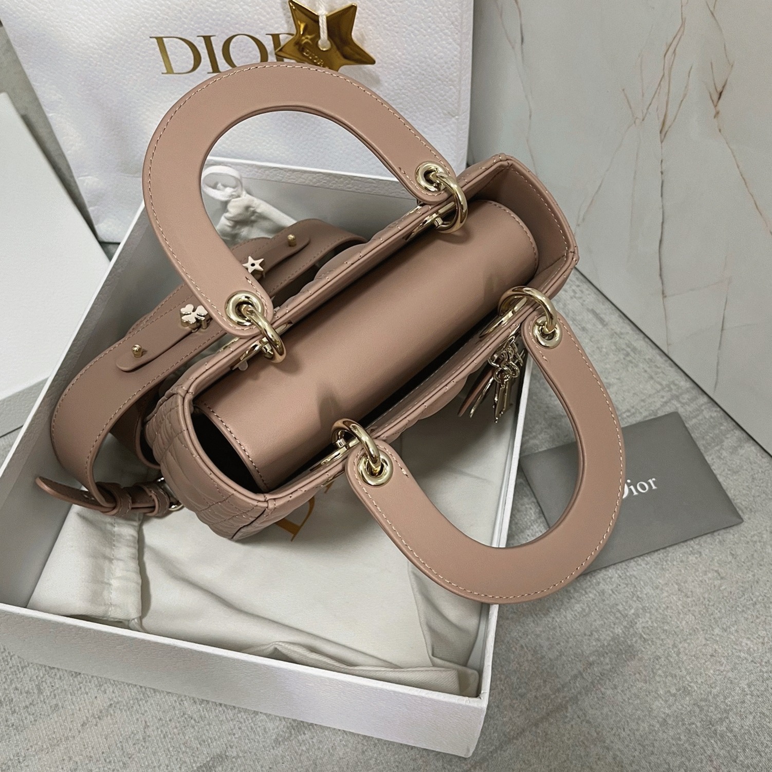 D10r Small Lady D10r My ABCD10r Bag Fake in Hazelnut Lambskin