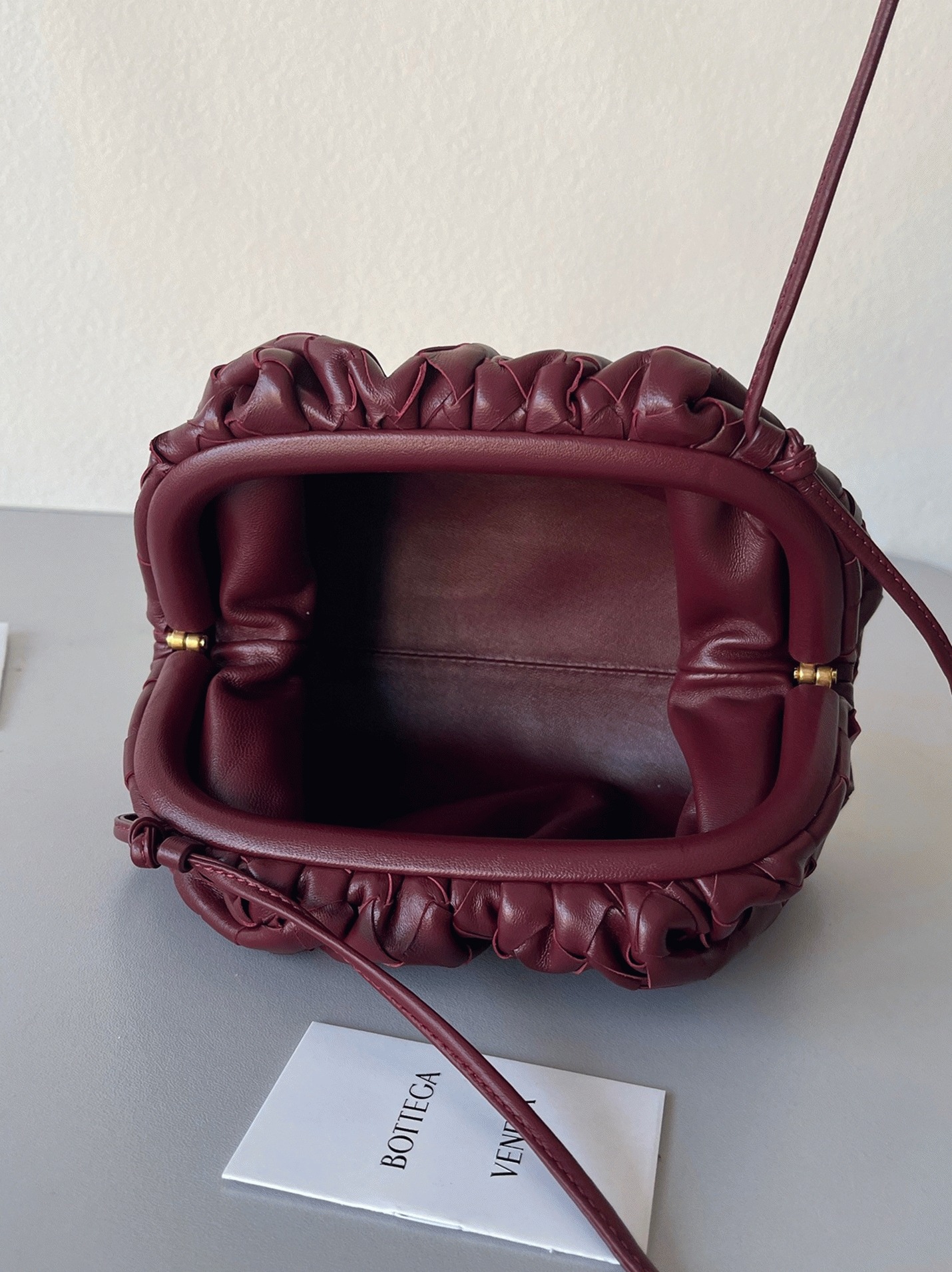 Fake B0tt*ga Ven*ta Mini Pouch with Strap Bordeaux