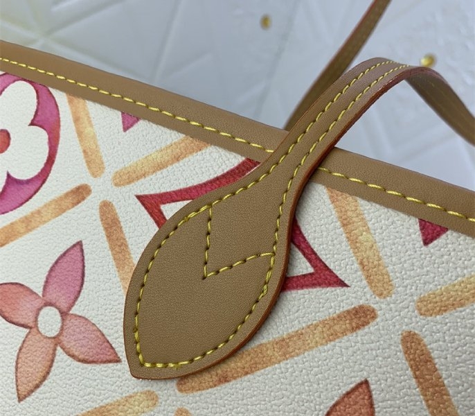 L0vis Vvtt0n LV By The Pool Monogram Tiles Canvas Neverfull MM Tote In Coral