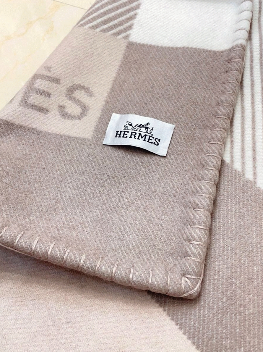 Best replica H**me5 H Riviera blanket in beige wool and cashmere