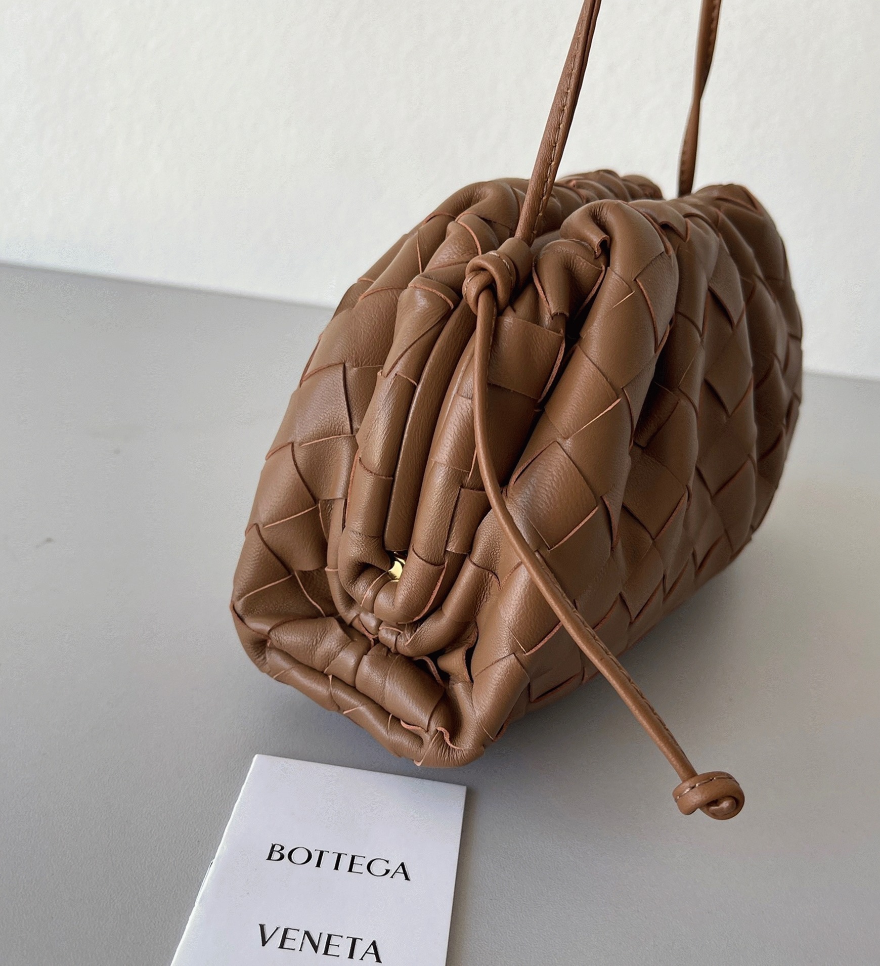 Replica B0tt*ga Ven*ta Mini Pouch with Strap Caramel