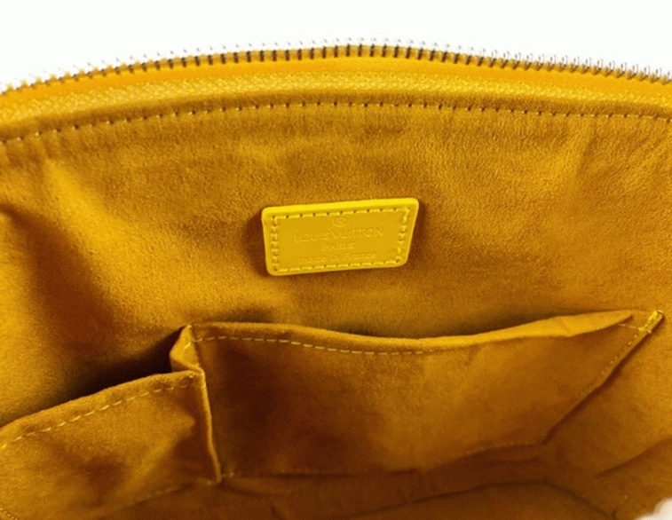 L0vis Vvtt0n Epi Leather Alma PM Handbag In Cedrat Yellow With Jacquard Strap