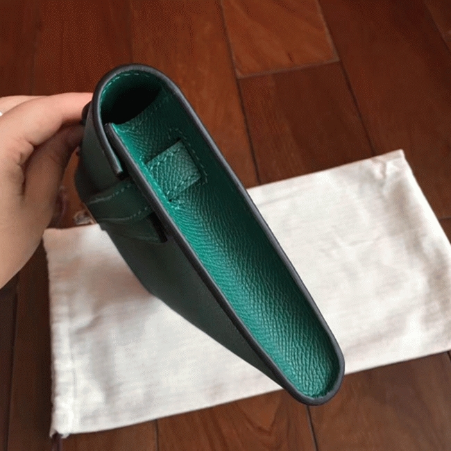 Malachite Epsom Fake H**me5 Kelly Cut Clutch Fashion Purse