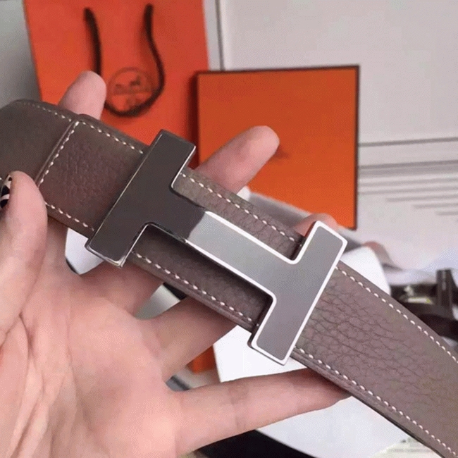 Fake H**me5 Kits belt in grey epsom with Constance buckle