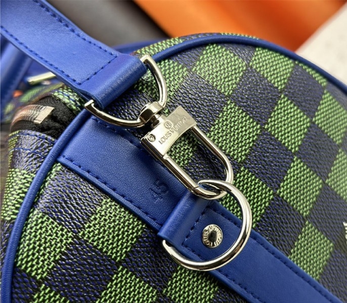 L0vis Vvtt0n Damier Heritage Canvas Keepall Bandouliere 45 In Blue Green