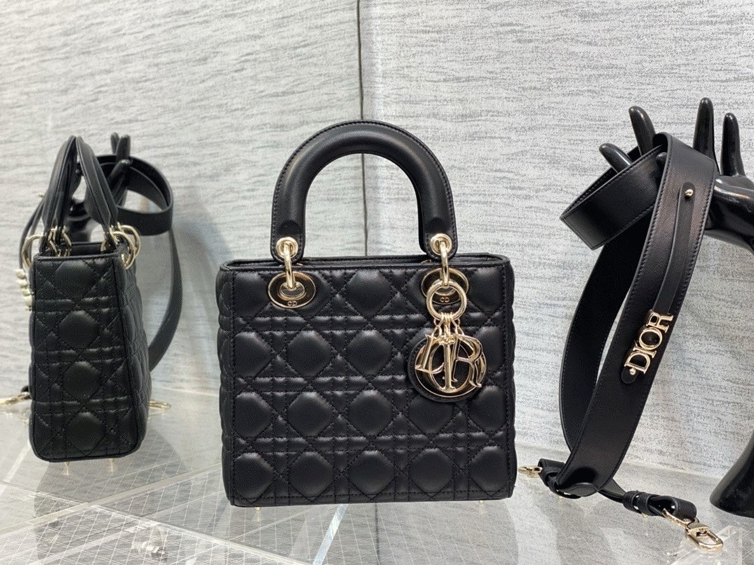 D10r Small Lady D10r My ABCD10r Bag Knockoff in Black Cannage Lambskin